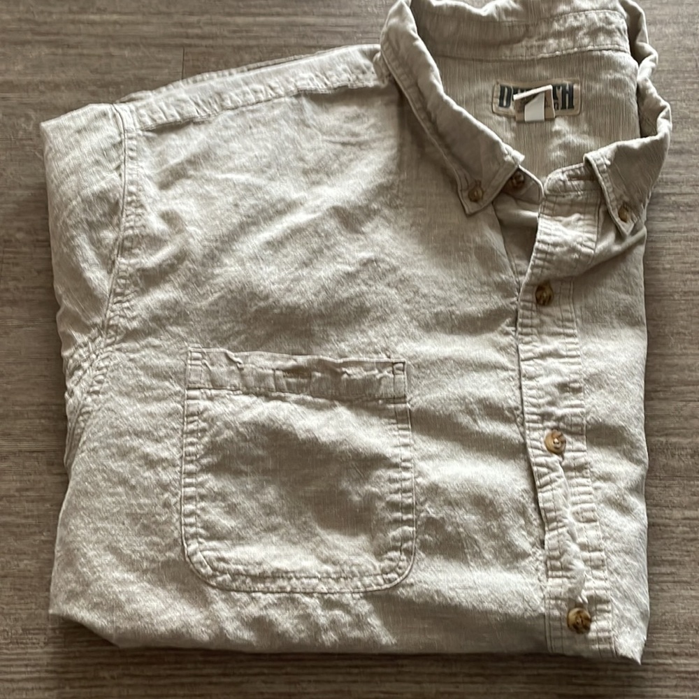 Duluth Trading Company Mens Casual Button Down Short Sleeve Shirt - Hemp 3XL
